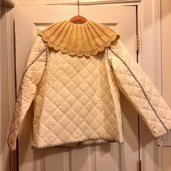 Loeffler Randall Carolina Quilted Jacket Coat Crochet Collar Cream Small - Picture 5 of 5